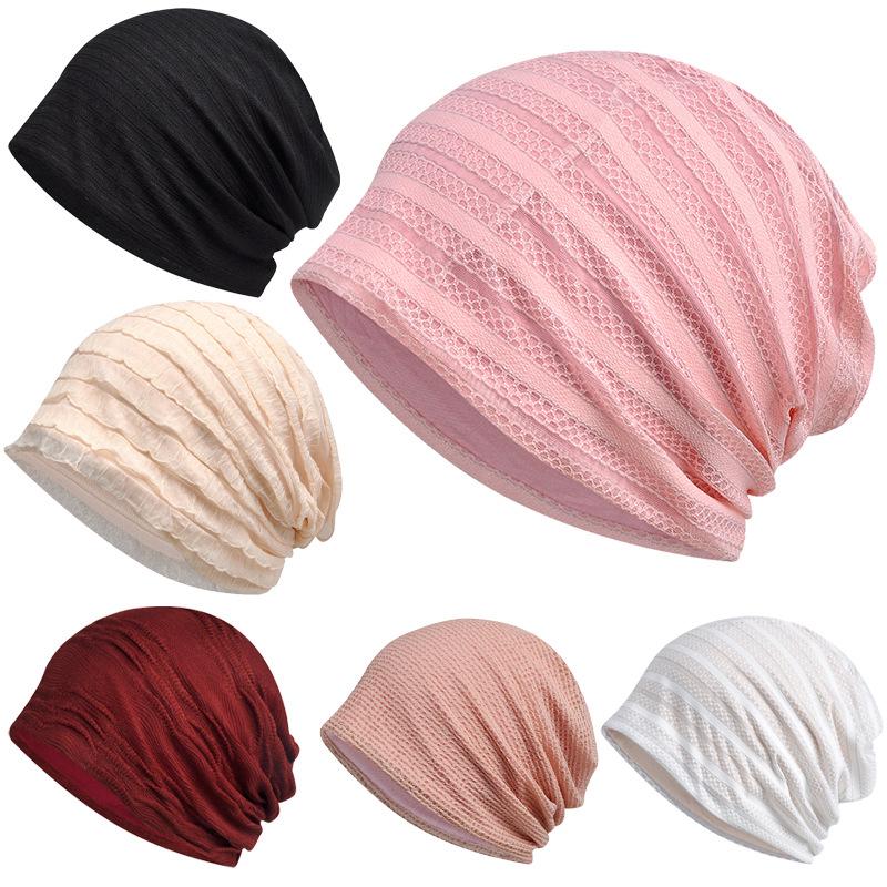 Women's Breathable Thin Cotton Pullover Hat - Spring/Summer Headscarf, Confinement, Sleep, and Outdoor Leisure Cap.