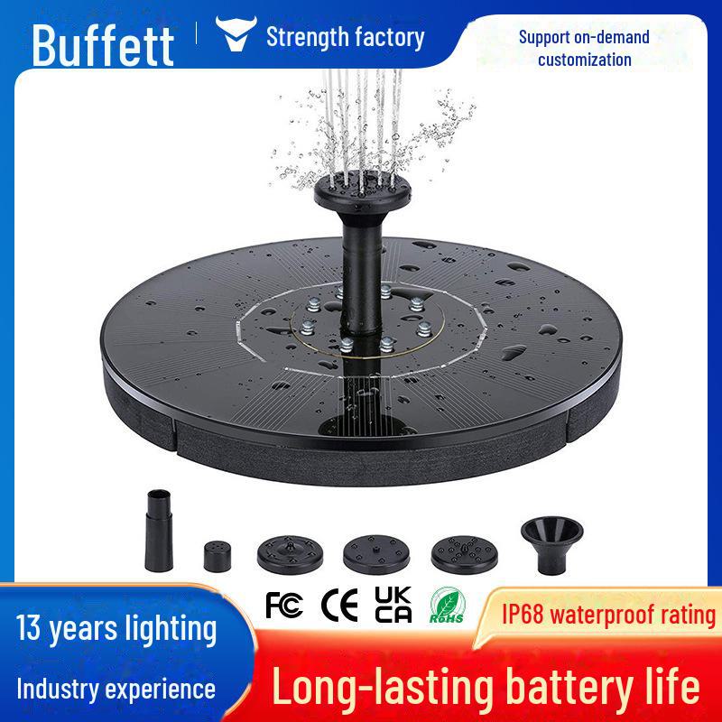 Красочный плавающий солнечный фонтан-бассейн и садовая ванна для птиц