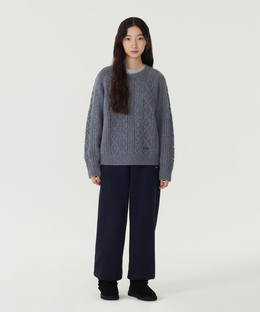 COVERNAT WOMAN Wool Blend Cable Knit Dusty Blue