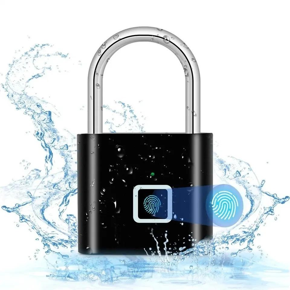 Бесключевой USB Перезаряжаемый Замок с Отпечатком Пальца Умный Дом Навесной Замок Водонепроницаемый Замок для Двери Быстрая Разблокировка Портативный Противоугонный Навесной Замок