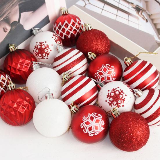 16 Pcs Christmas Ball Ornaments 2.36 Inch Shatterproof Plastic Balls Christmas Tree Hanging Decoration for Xmas Tree Holiday Party Decor