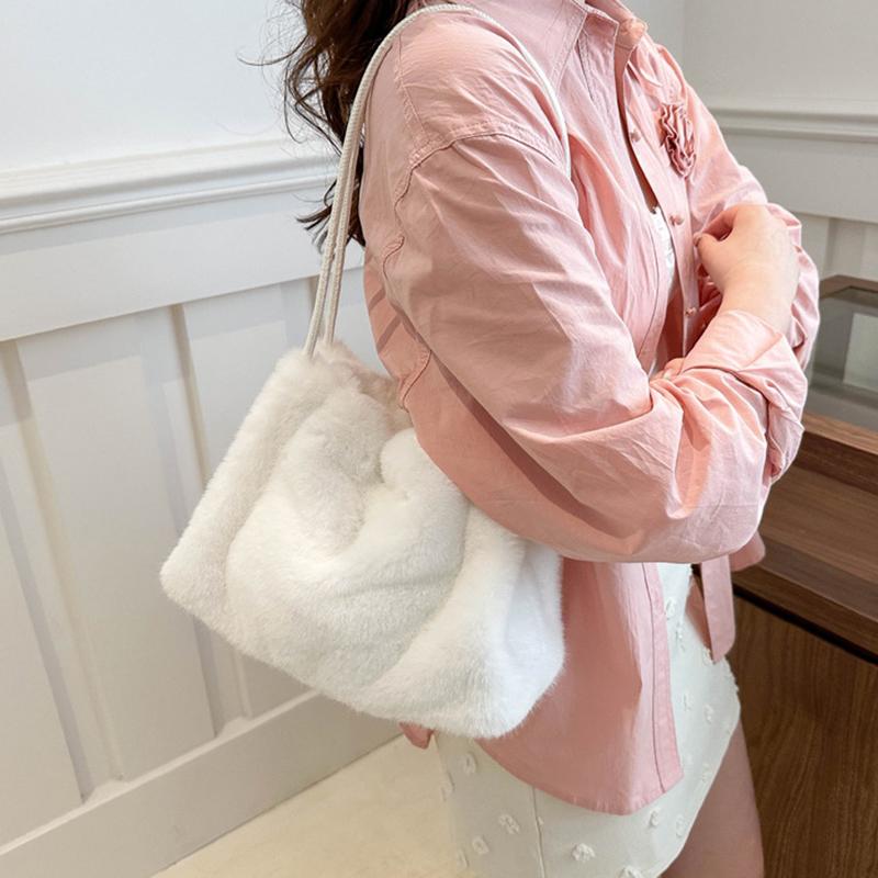 Женская пушистая сумка через плечо Сумка с верхней ручкой Новая модная женская осенне-зимняя сумочка Мягкий плюшевый универсальный шоппер KTY