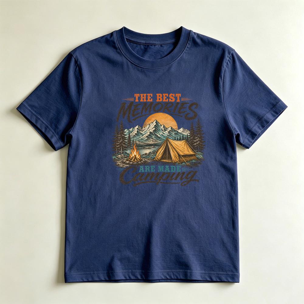Camping Lover Gift TShirt Retro Mountain Sunset Tent Camp Print Short Sleeve Top Outdoor Adventure Nature Casual Tee