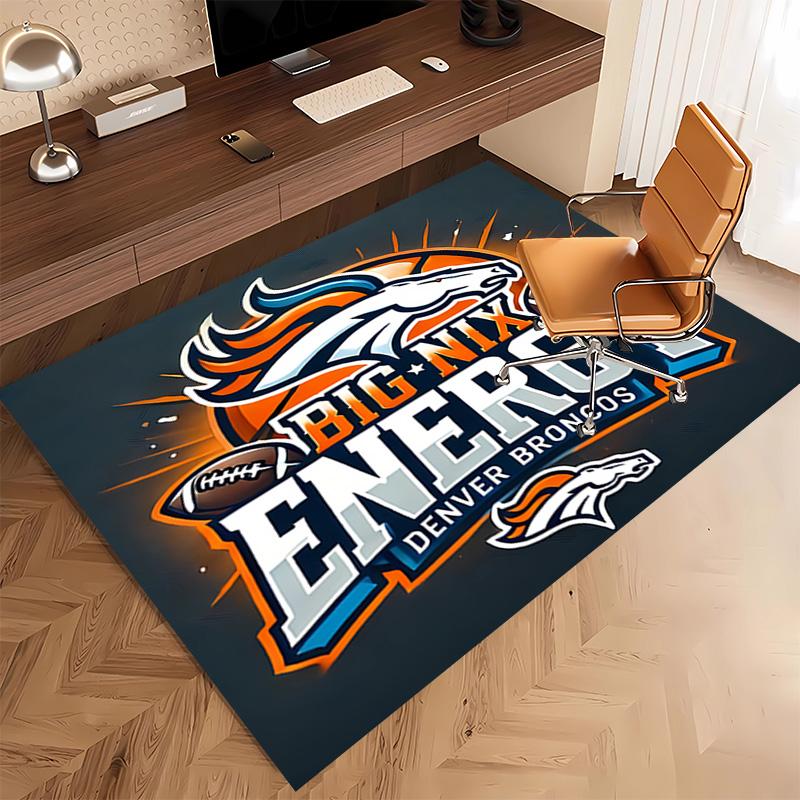 1pc Denver Broncos LOGO Print Area Rug - Soft, Washable Non-Slip Indoor Mat, Living Room, Home Office Decorative Rug,Office Decorative