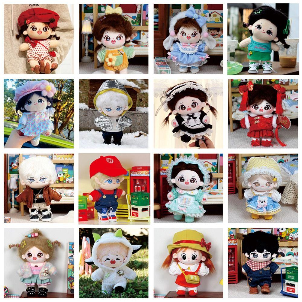 Cute Clothes for 20cm Cotton Doll Jumpsuits Skirts Suits Children Toys Gift Jumpsuits  (No Doll)