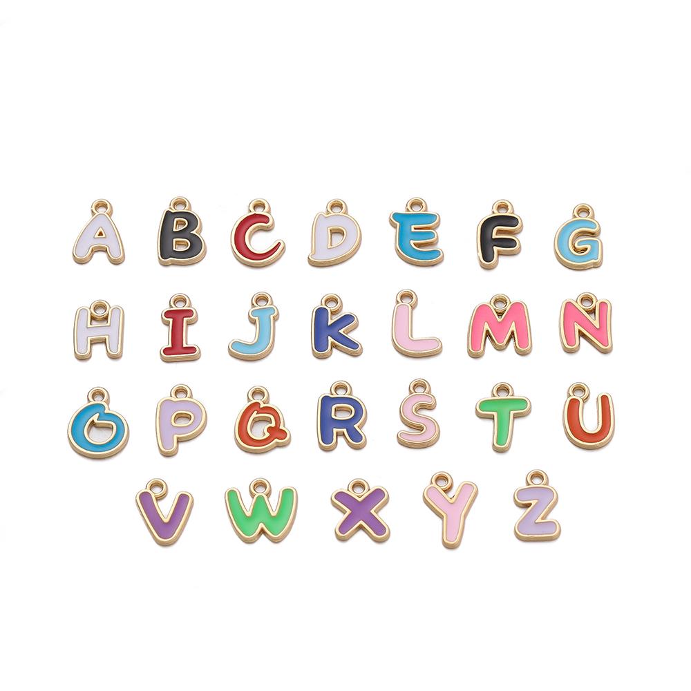 50/100 шт. Эмалевые подвески-буквы алфавита A-Z, разноцветные металлические подвески-буквы для изготовления ювелирных изделий своими руками, серьги, браслеты, ожерелья, аксессуары