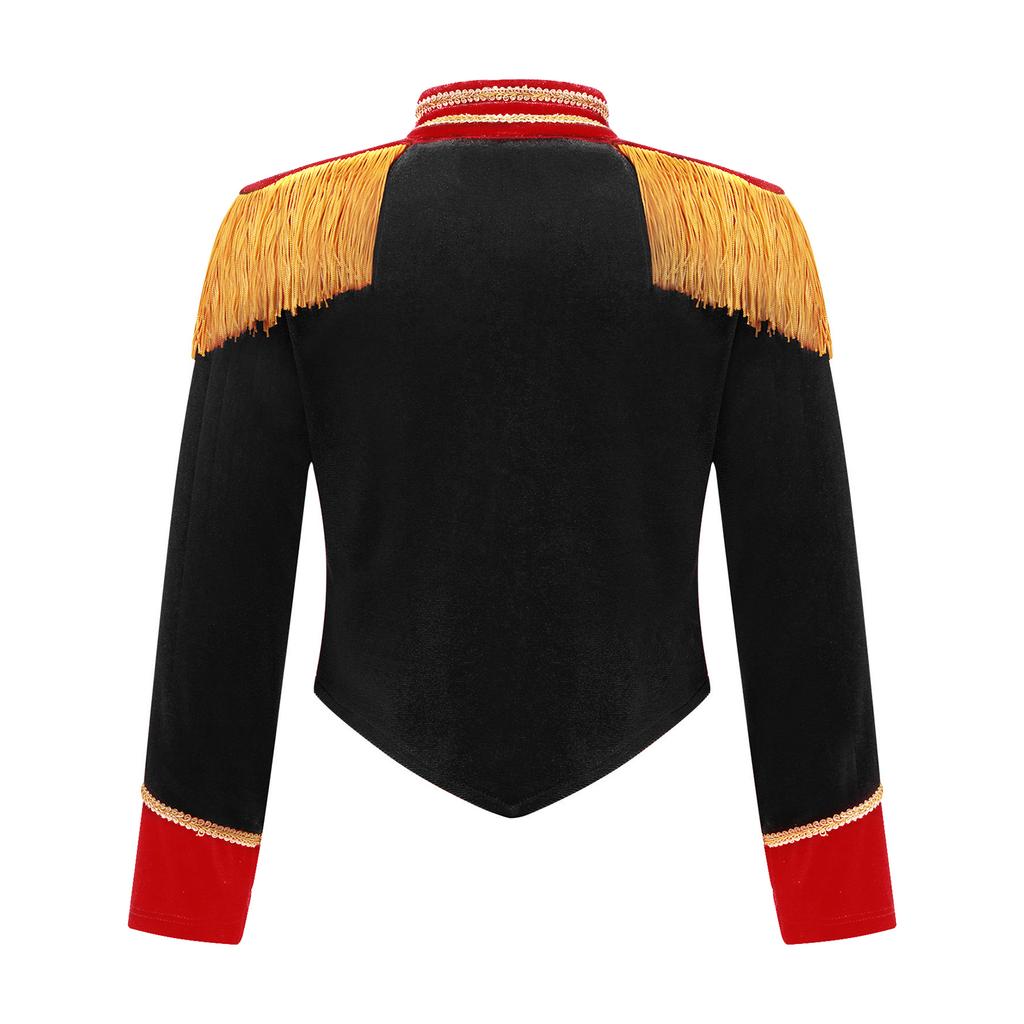 Boys Girls Drum Major Team Uniform Nutcrackers Costume Set Marching Band Tassel Jacket Coat Hat Outfits for Drummer Performance