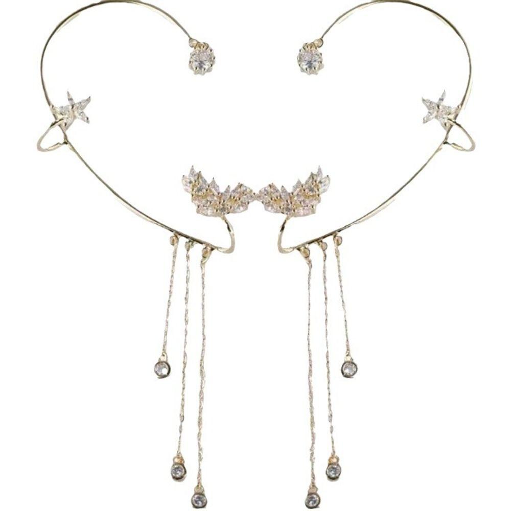 Long Chain Ear Cuff Earrings Tassel Ear Hook Earrings Exquisite Clip on Earrings  Party