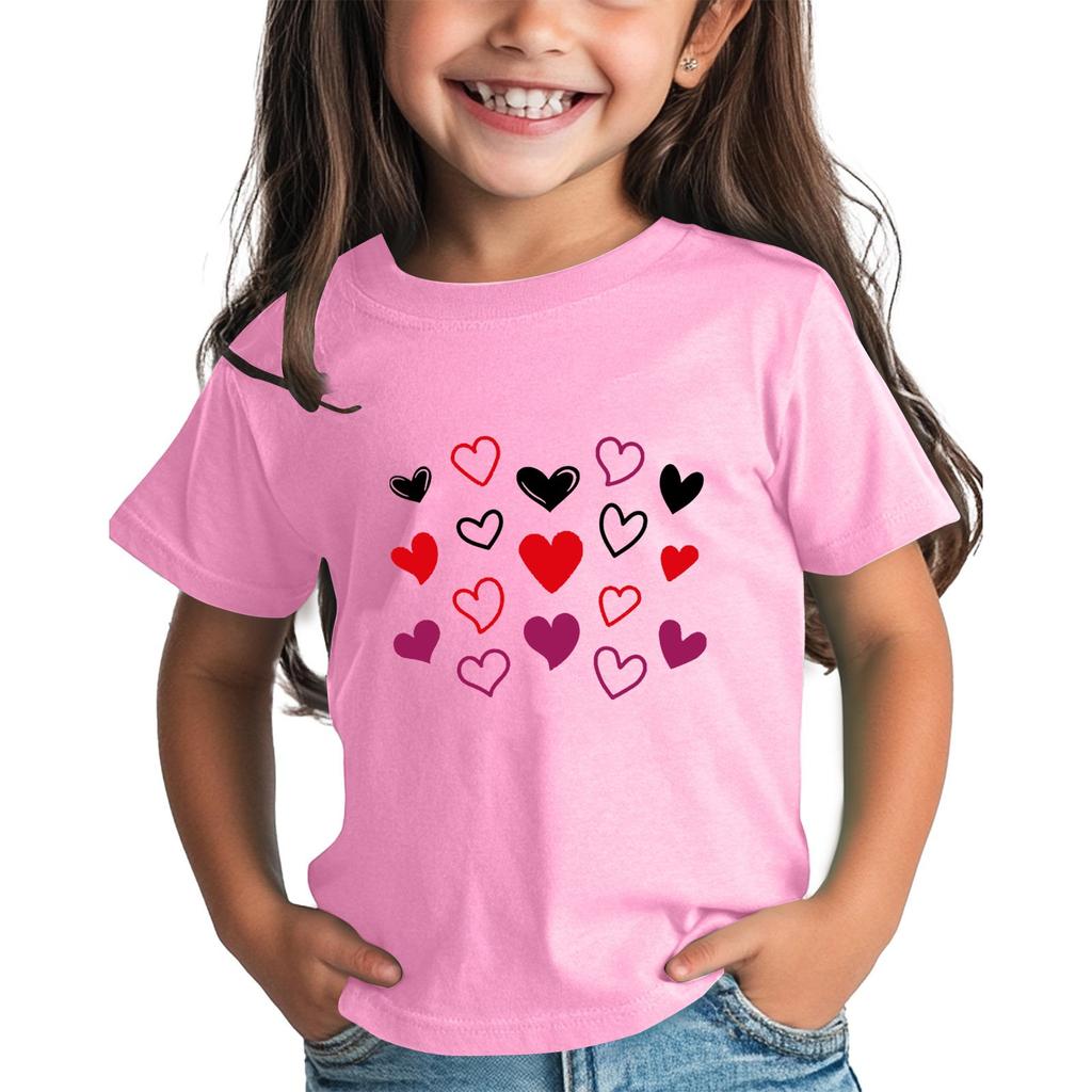 Рубашка на День святого Валентина для малышей, девочек и мальчиков, милые футболки с сердечками, детские футболки на День святого Валентина