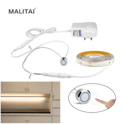 12 В 2835 SMD светодиодная лента с диммером, сенсорный переключатель для прикроватной кухни, светодиодная лампа под шкафом, лампа для гардероба с вилкой европейского стандарта