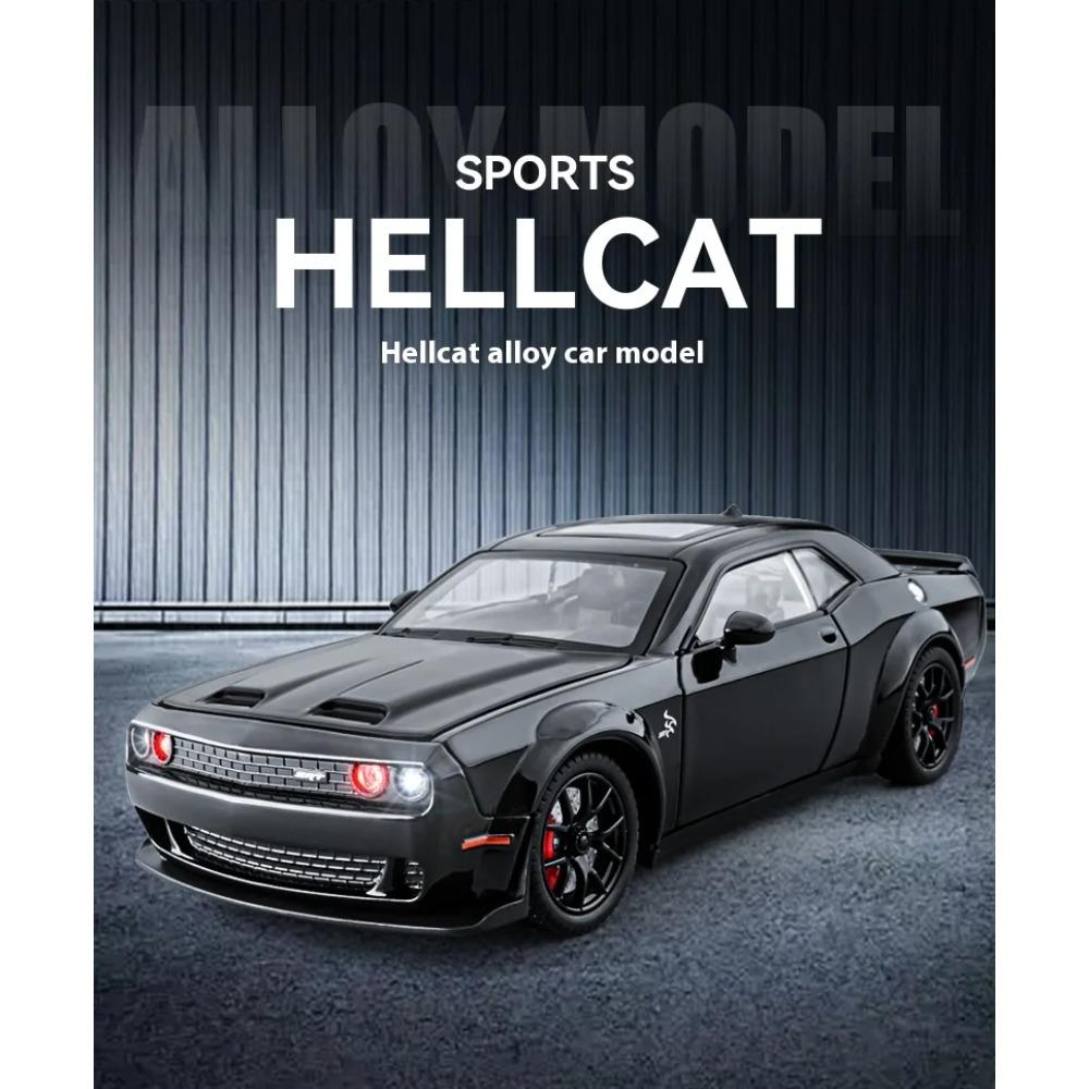 1/24 Dodge Challenger Hellcat Redeye Металлическая литая модель автомобиля Игрушка-украшение с высокой степенью детализации Звук и свет Оттянуть назад Праздничные подарки