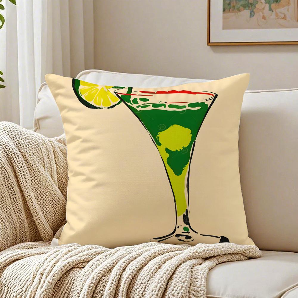 Fresh Tropical Art MMojito CCocktailS Cushion Cover Linen Pillowcase Soft for Sofa Bed Home Room Decor