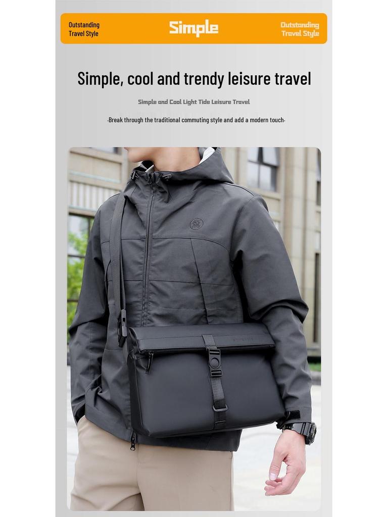 Мужской кожаный минималистичный скандинавский портфель кроссбоди – модная сумка через плечо для деловых поездок