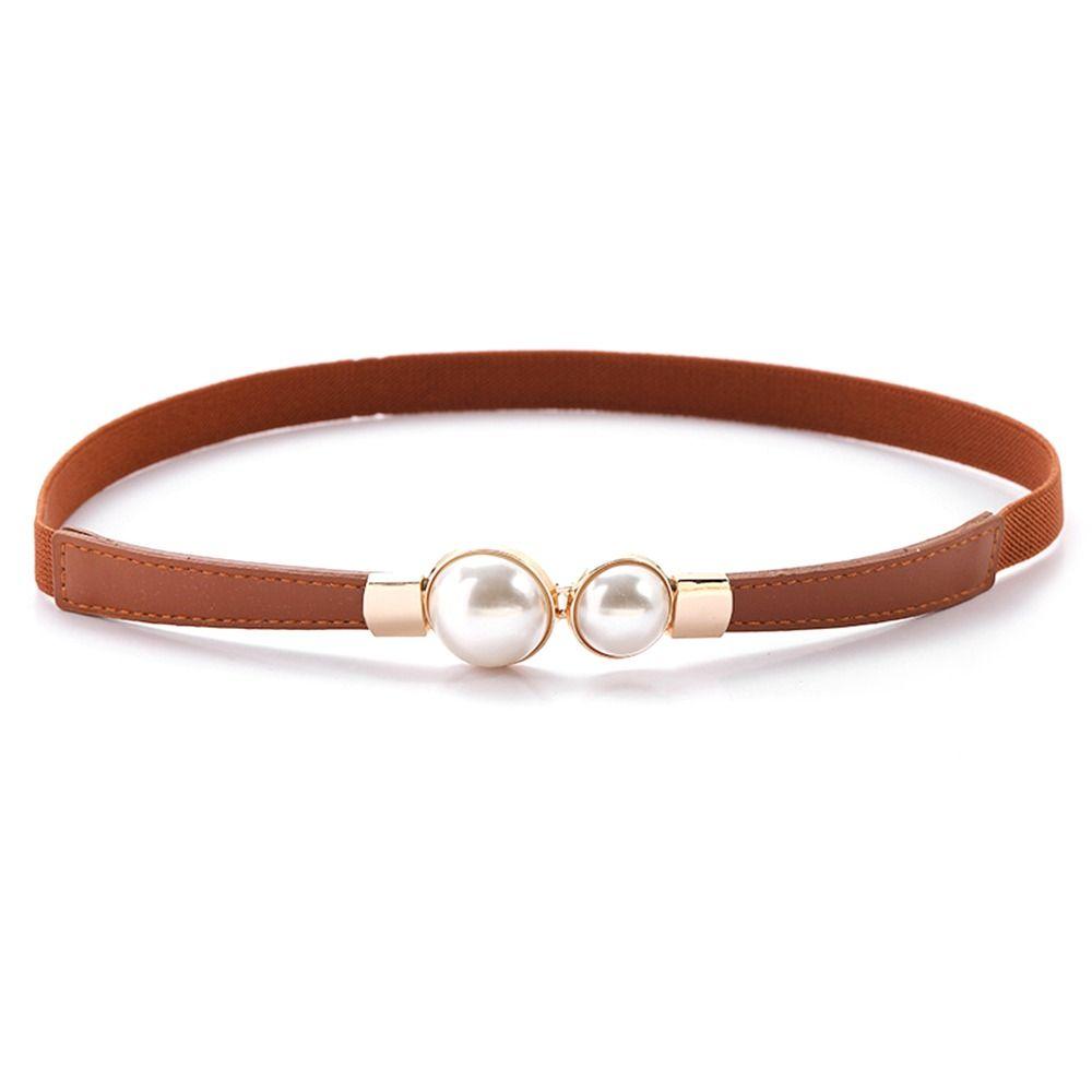 Pearl Buckle Waist Belt Thin Dress Coat Decorative Waistband Simple Skinny Waist Straps Women