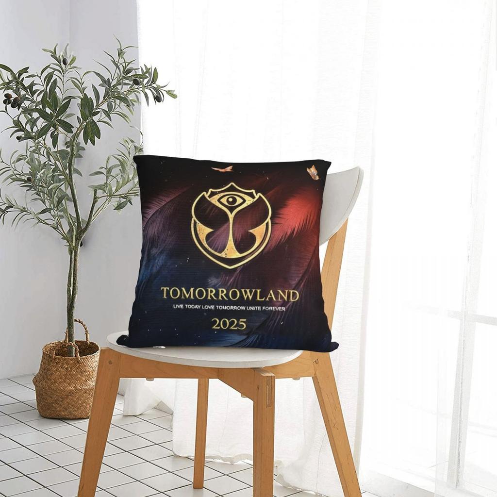 Подушка квадратная для музыкального фестиваля Tomorrowlandd Чехол для подушки Декоративный чехол для декоративной подушки в винтажном стиле Чехол для автомобиля 40x40 см
