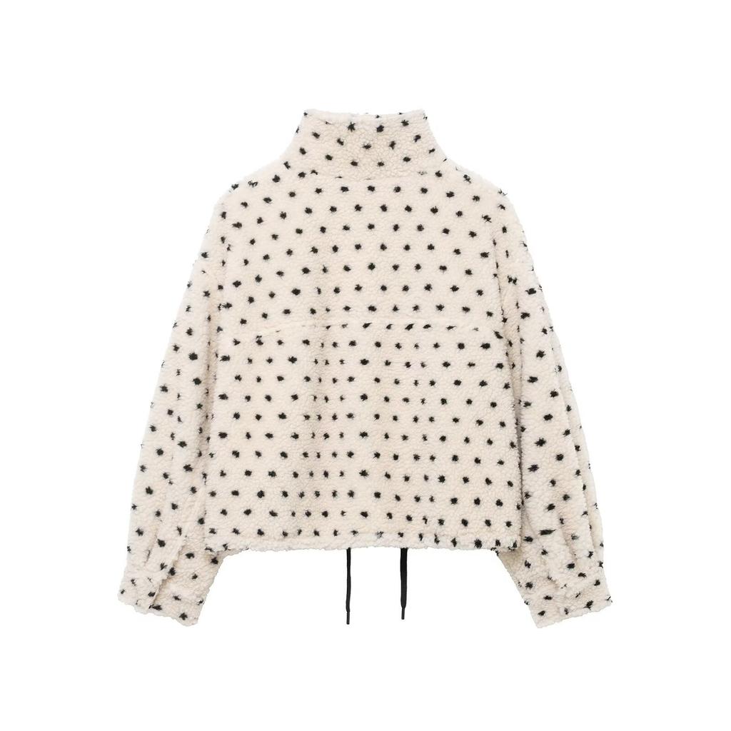 Autumn and winter new European and American fashion polka dot fleece jacket