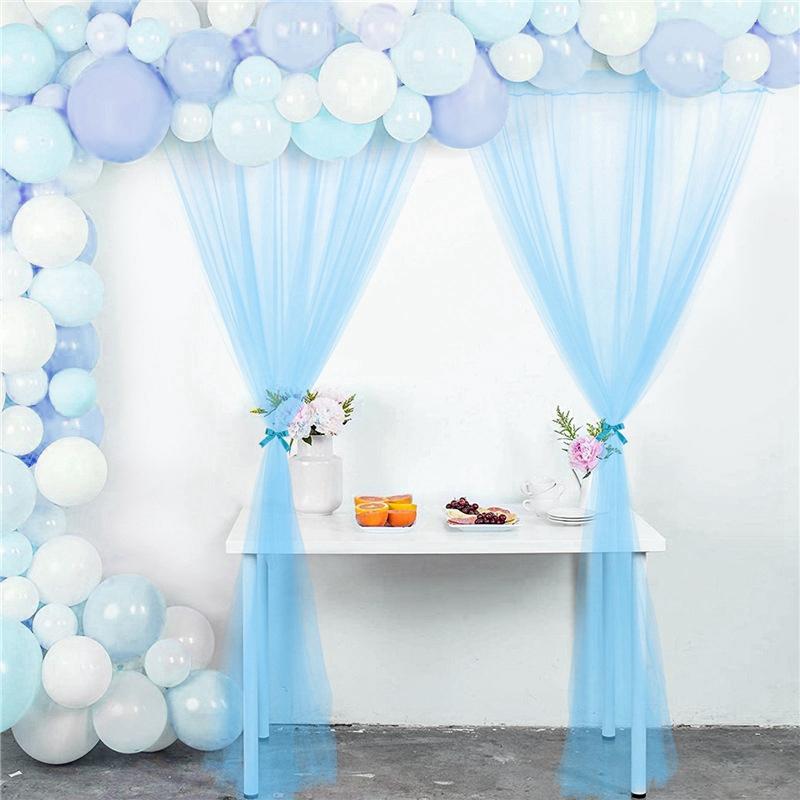 Tulle Curtain White Background Roller Curtain Wedding Party Arch Drape Hotel Banquet Outdoor Activities Decorative Valance Drape