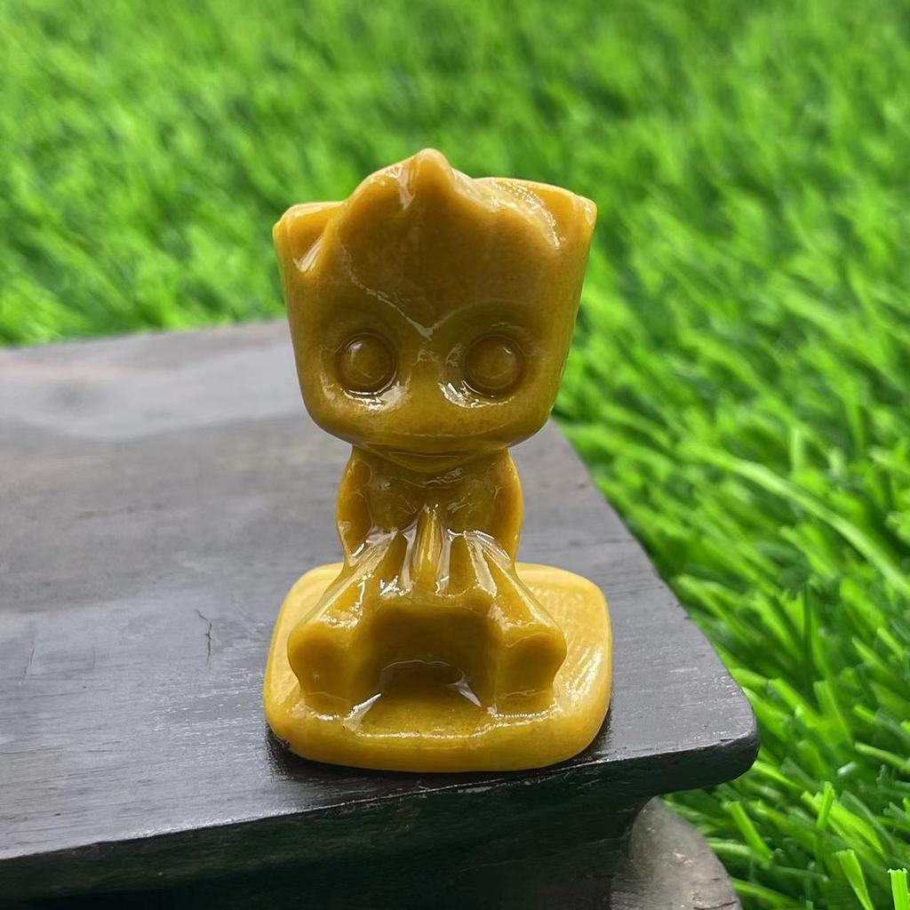 1.5 Inch Small Size Cute Eco-Friendly Crystal Groot Gemstone Carvings Healing Stones Craft Souvenir