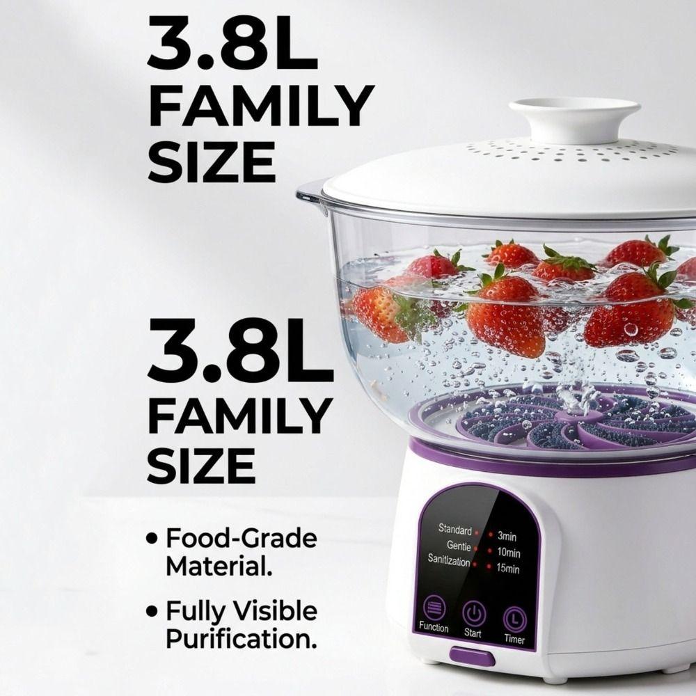 2.5L/3.8L Fruit Purifier 3 SMART MODES Food Purifier Machine Vegetable Washing Machine Food Safety
