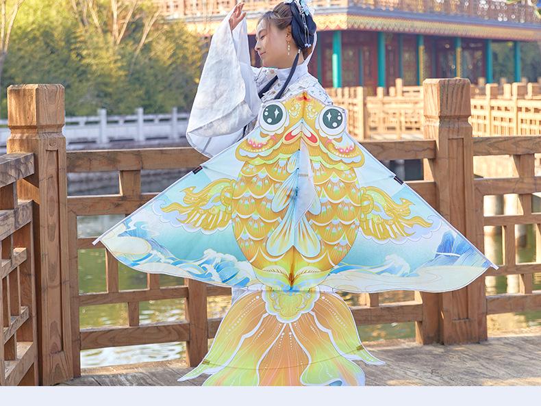 High-End Chinese Style Goldfish Koi Kite for Adults - Easy to Fly in Light Breezes.