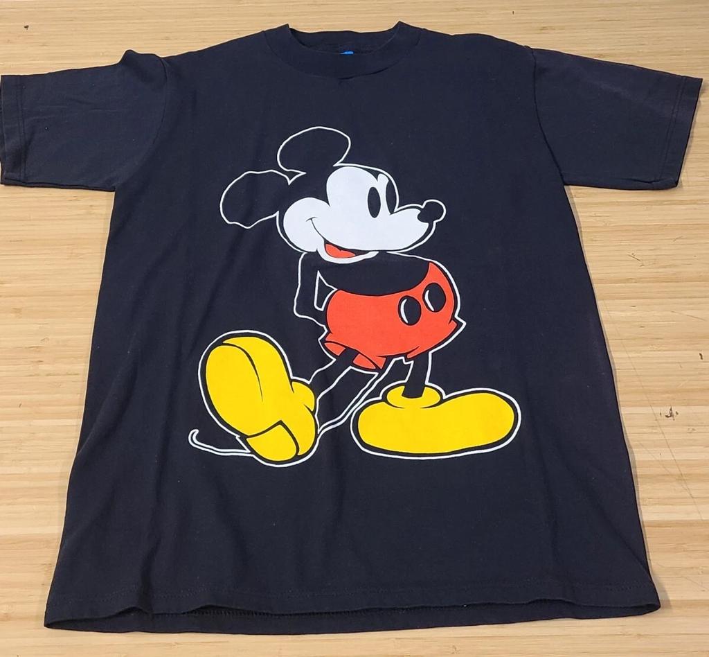 Vintage Mickey Mouse Disney Character Fashions Tag Big Logo Size Small Black