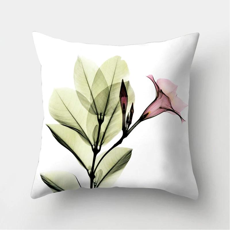 45x45cm Flower Printing Square Pillow Printing Polyester Cushion Cover Car Sofa Office Chair Pillow Cover Simple Home Decoration