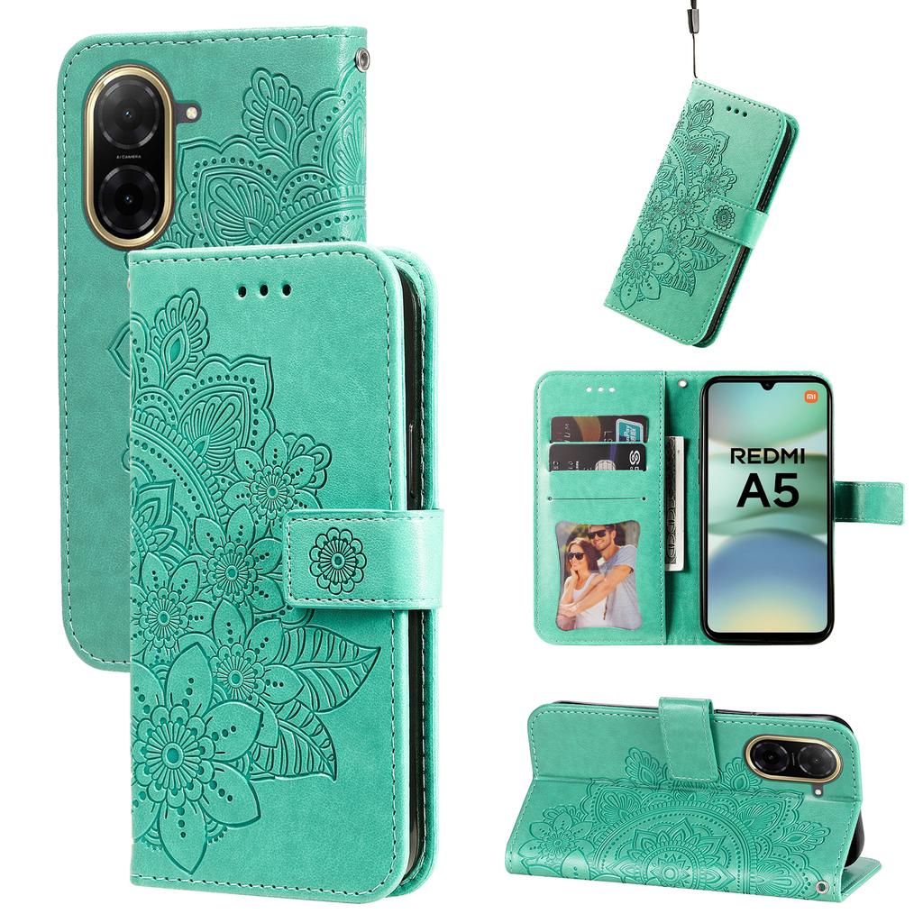 For Xiaomi Redmi A5 NFC (173.45*79.35*8.45mm) Case Floral Pattern PU Leather Wallet Stand Phone Cover