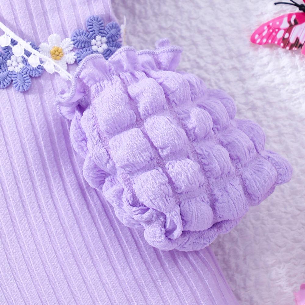 2-7Y Children's Bubble Sleeve Bodysuit Crossed Back Bodysuit Children's Short Sleeve