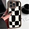 Black White Checkerboard Pattern Printed Fashion Case Flexible Soft Silicone TPU Shell Full Back Cover for iPhone Samsung