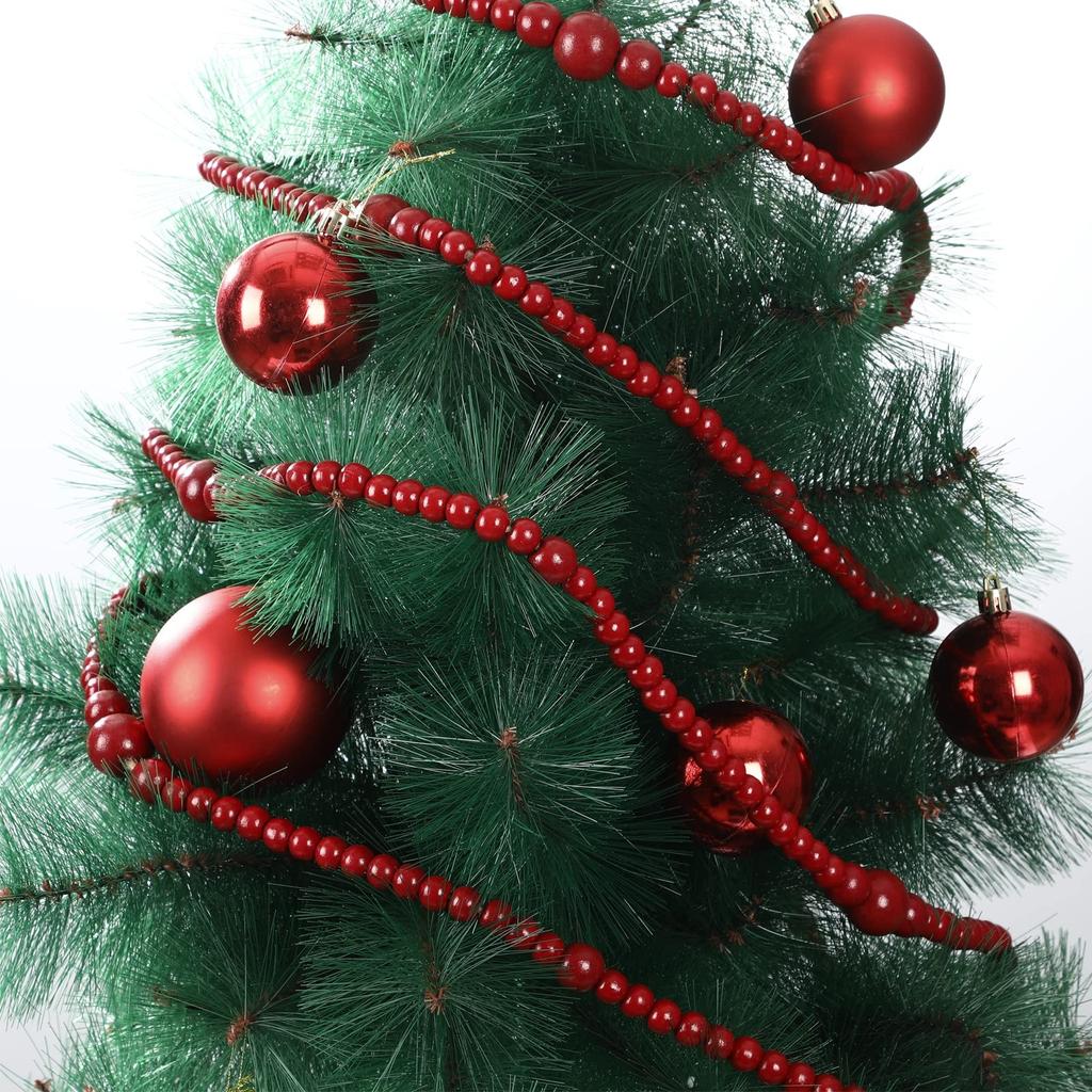 Рождественские деревянные бусины Рождественская гирлянда из бисера Круглая гирлянда из бисера для рукоделия Винтажные деревянные бусины для рождественских украшений