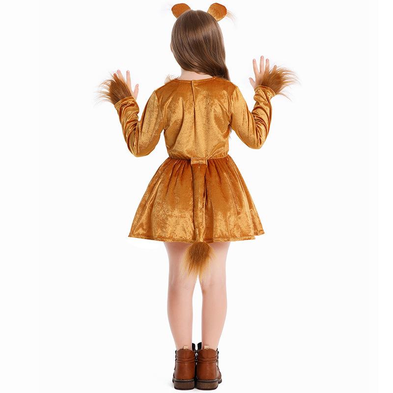 Lion Halloween Costume Animal Cosplay Role Play Outfit Kids Stage Performance Full Body Suit
