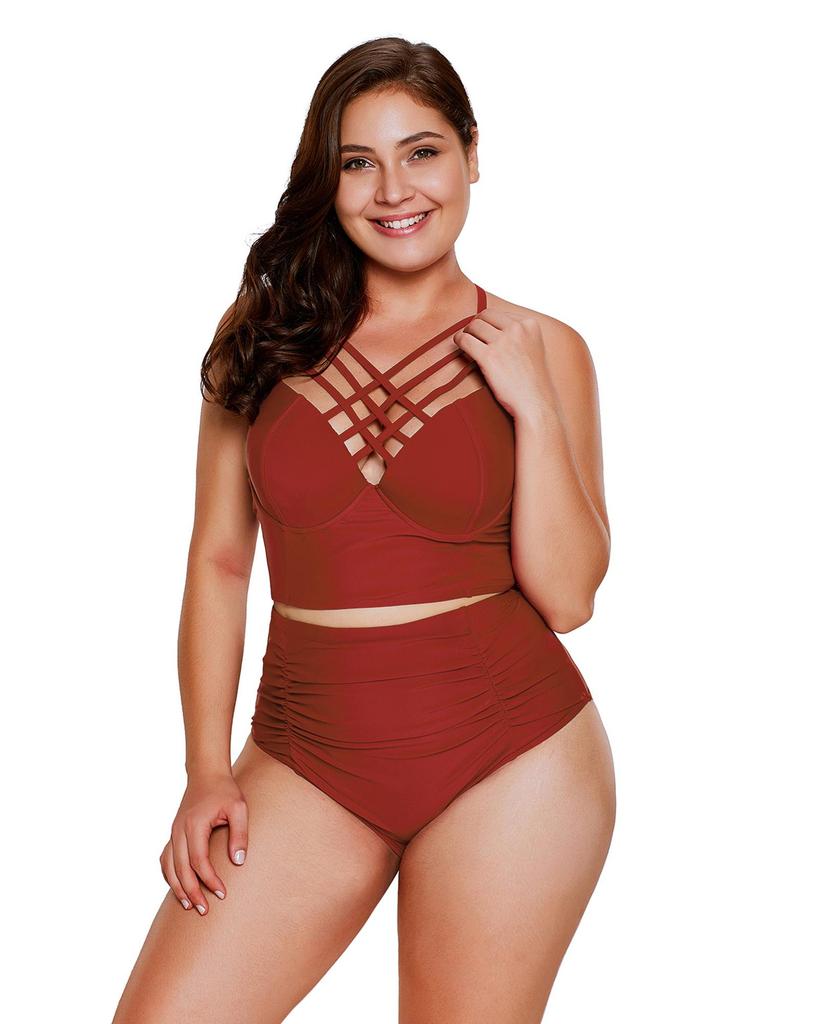 Azura Exchange Strappy High Waist Swimsuit