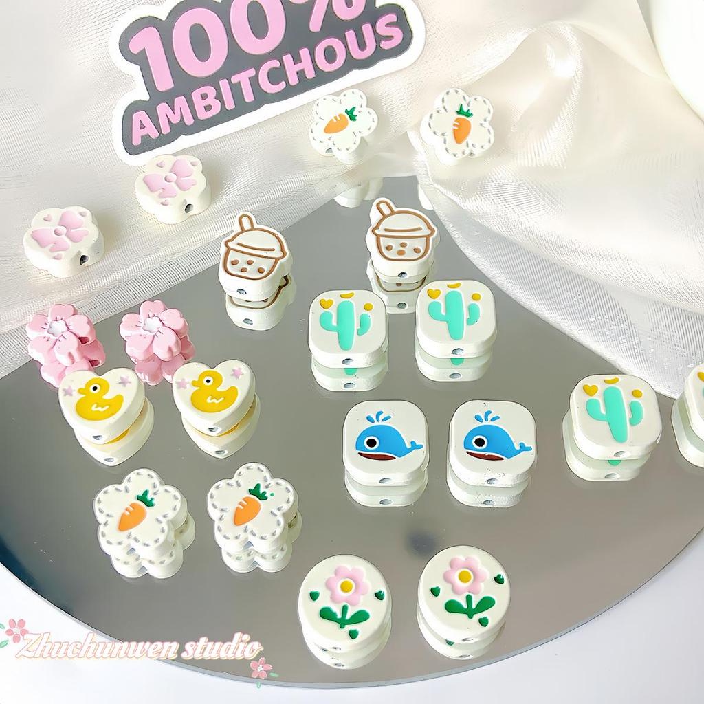 Macaron Alloy Beaded Bow & Cherry Blossom Milk Tea Cup Phone Charm Lanyard