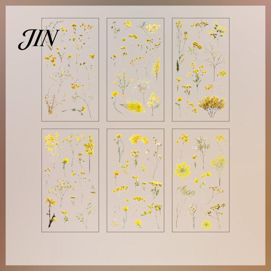 Nature Themed Stickers 6 Sheets/Set Natural Flower Scrapbook Stickers, Waterproof PVC Floral Plants Decals, Botanical Art Transparent Decorative