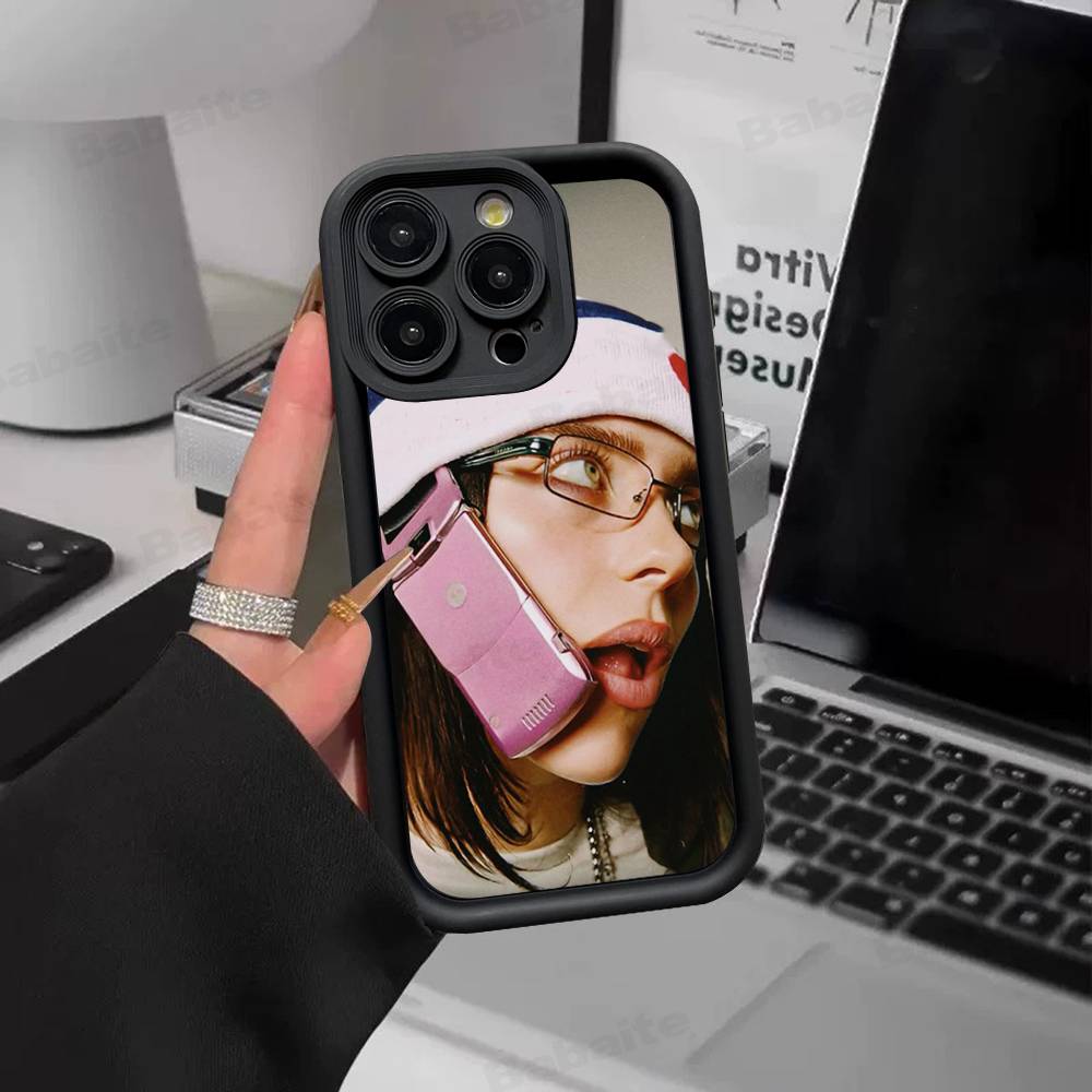 Чехол для телефона Pop E-Eilish Star B-billie Для IPhone 17 16 15 14 13 12 11 Pro Max 16E Plus INS Мягкий чехол