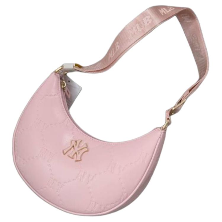 MLB Dark Pattern Vintage Fashion Adjustable Shoulder Strap Faux Leather Shoulder Bag Women Shoulder Bag Pink 7ACRMD75N-50PKM