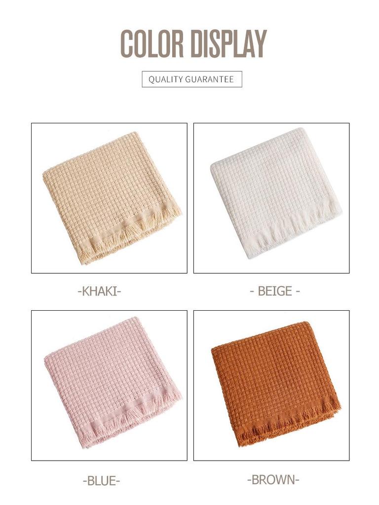 Одеяло для дивана из однотонной шерстяной вязки Nordic Waffle