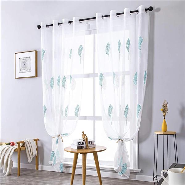 Современные короткие прозрачные шторы с вышивкой листьев для гостиной, спальни, детские оконные тюлевые шторы, жалюзи, вуаль, шторы
