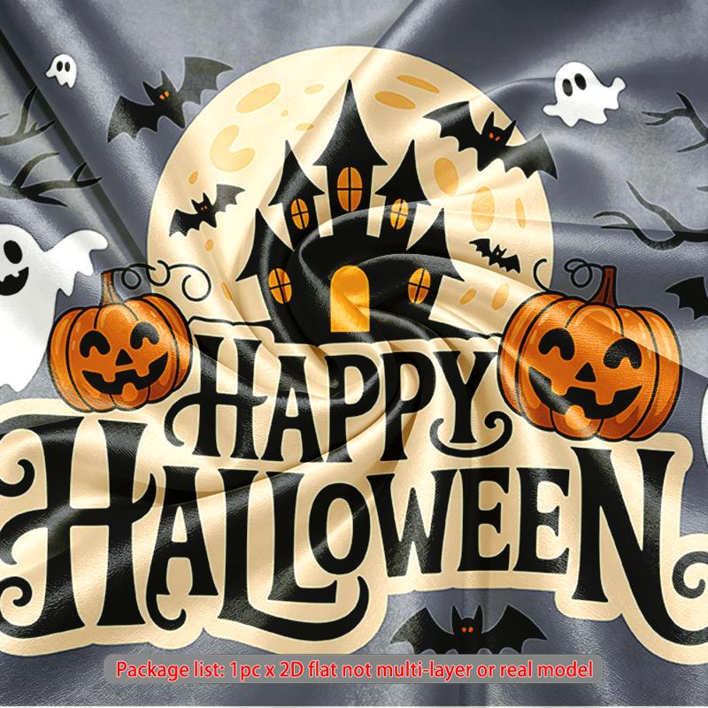Haunted Castle Halloween Party Backdrop, Spooky Polyester Banner for Wall Decor & Photo Booth