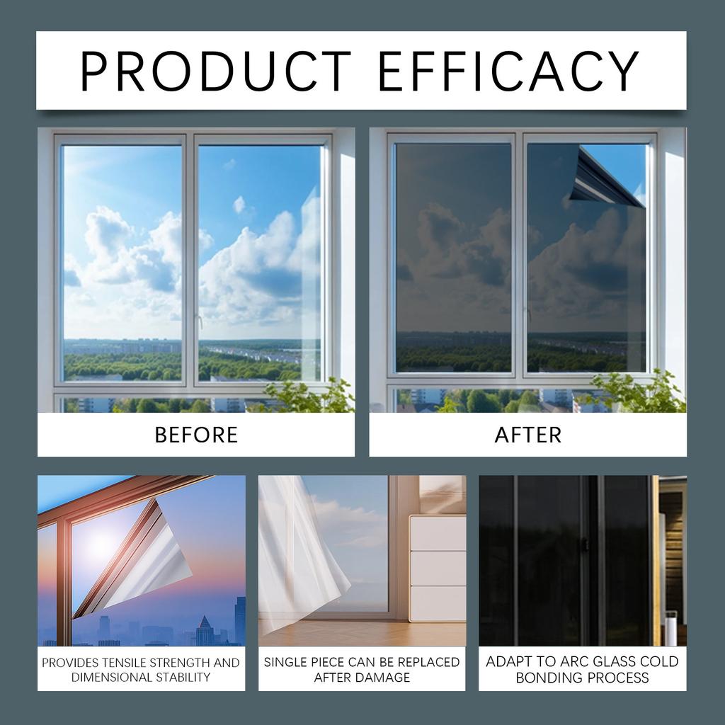 Светопрозрачная теплоизоляционная пленка для стекла, защита от подглядывания, безопасный и экологичный инженерный рулонный материал.