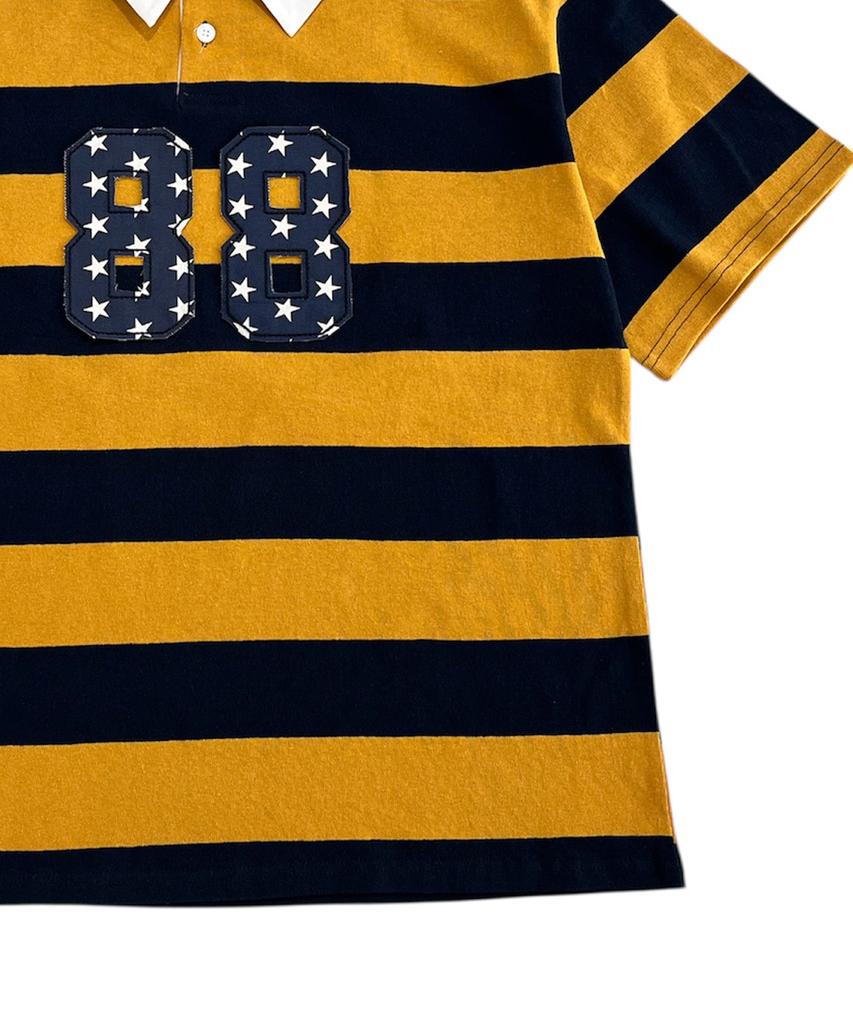 SK8ER ROCK 88 Stripe Rugby Shirt ((Mustard*Navy))