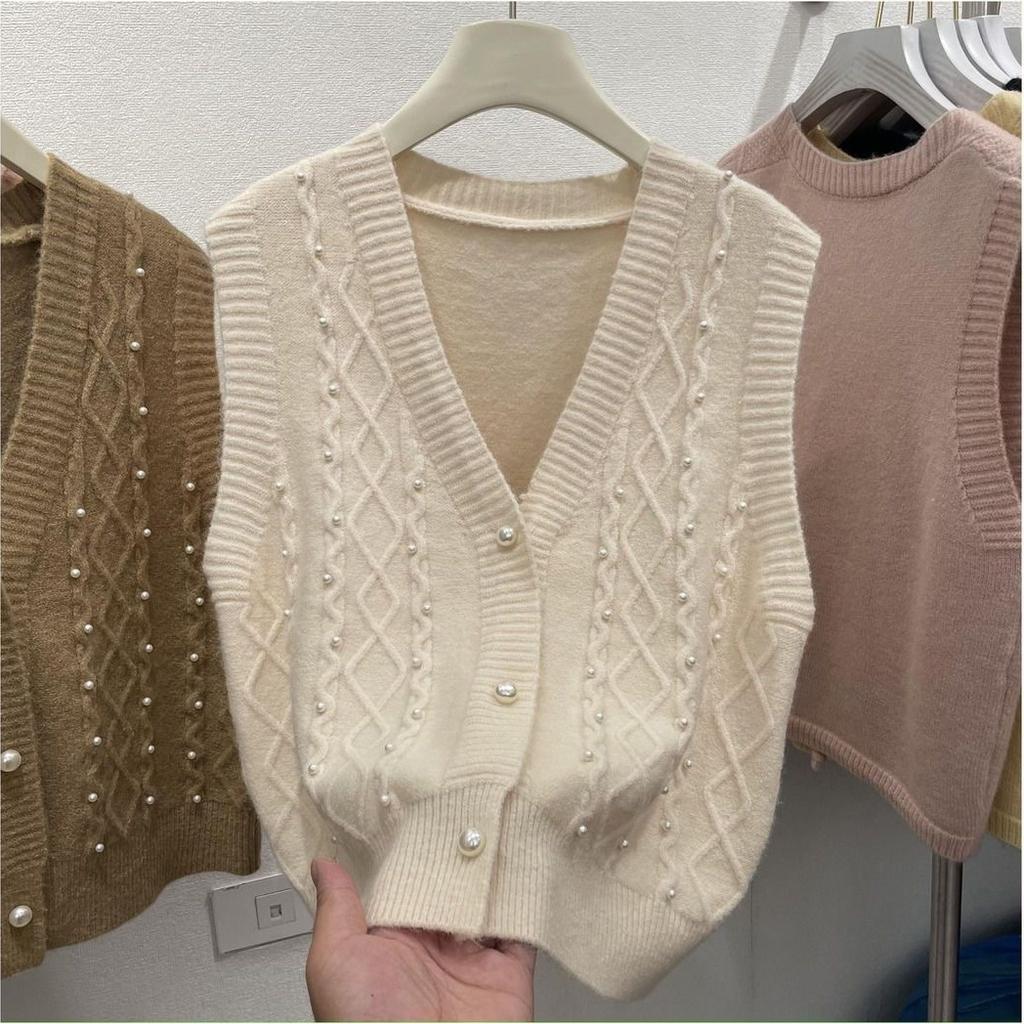 Весенне-осенний женский вязаный кардиган-жилет с V-образным вырезом, женская верхняя одежда, маленькая майка