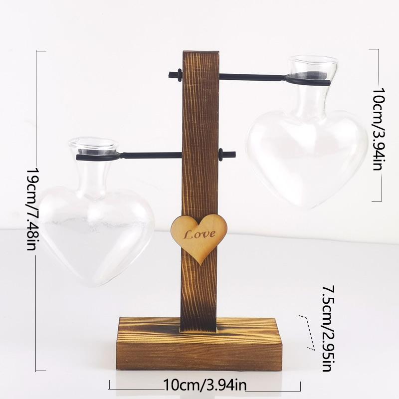 Creative Wooden Frame Hydroponic Vase Green Plant Transparent Glass Flower Arrangement Container Desktop Decoration Home Decoration