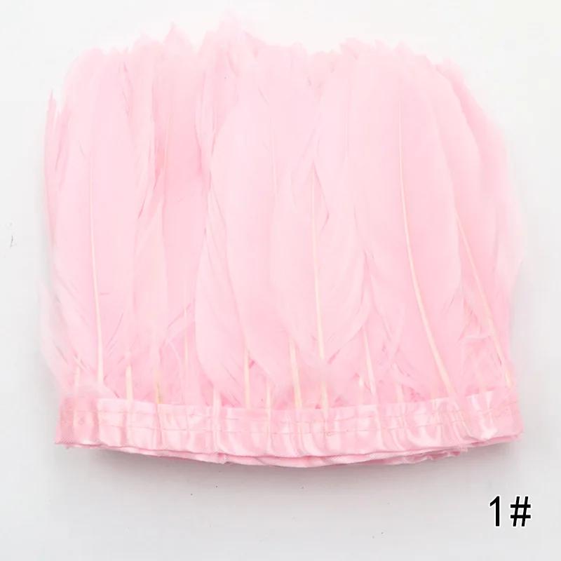 2M/Lot Real Geese Feather Fringe Ribbons Goose Feathers Trim Dyed for Dress Skirt Cloth Belt Decorative Clothing