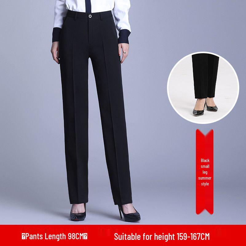 Women's High Waist Professional Black Trousers - Autumn/Winter Slimming Velvet Pants for Tall, Straight-Leg Office Wear