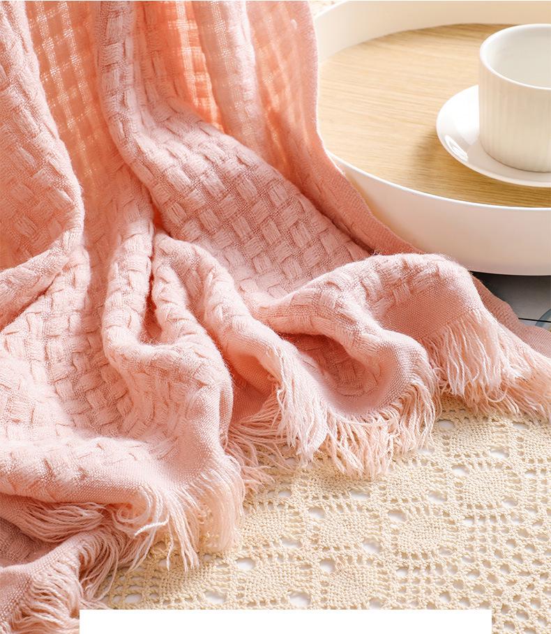 Одеяло для дивана из однотонной шерстяной вязки Nordic Waffle