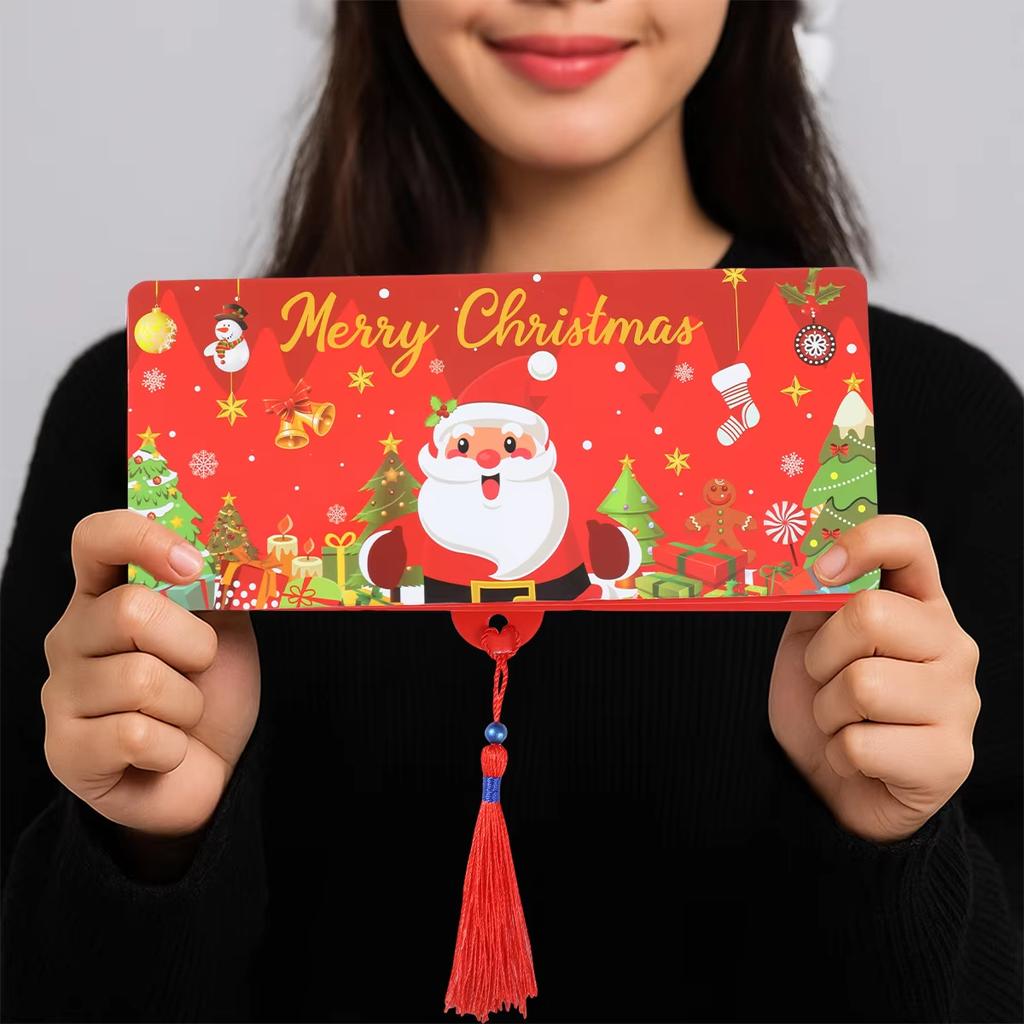 1pcs Christmas Money Holder Wallet Greeting Card Folding Cash Holder Red Envelope For New Year Thanksgiving Gift Party Money Box