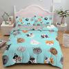 Cartoon Bedding Set Cute Cats Printed 3D Duvet Cover Set Twin Full Queen King Double Size Pillowcase Bedclothes 2/3pcs for Kids