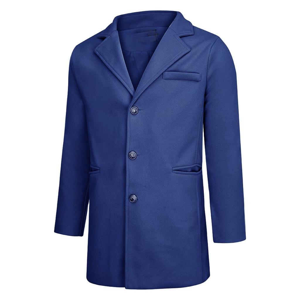 Мужское шерстяное пальто, теплый зимний тренч, длинная верхняя одежда на пуговицах, элегантное пальто, пальто