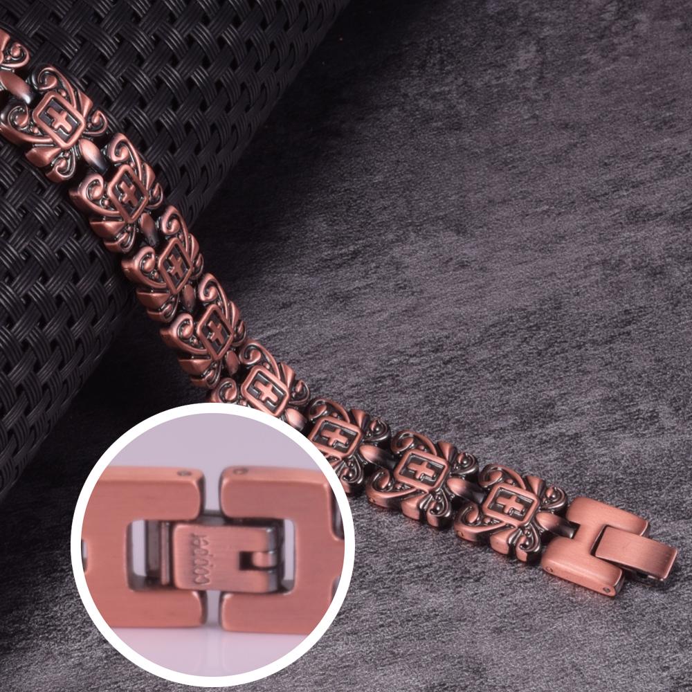 Ikuinen Магнитный медный браслет для женщин Крест 12 мм Магнитный браслет Преимущества Винтажный магнитный браслет из чистой меди